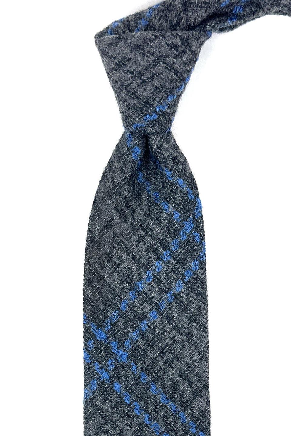 Füme Ekose Desen Klasik Yün Kravat KK12074