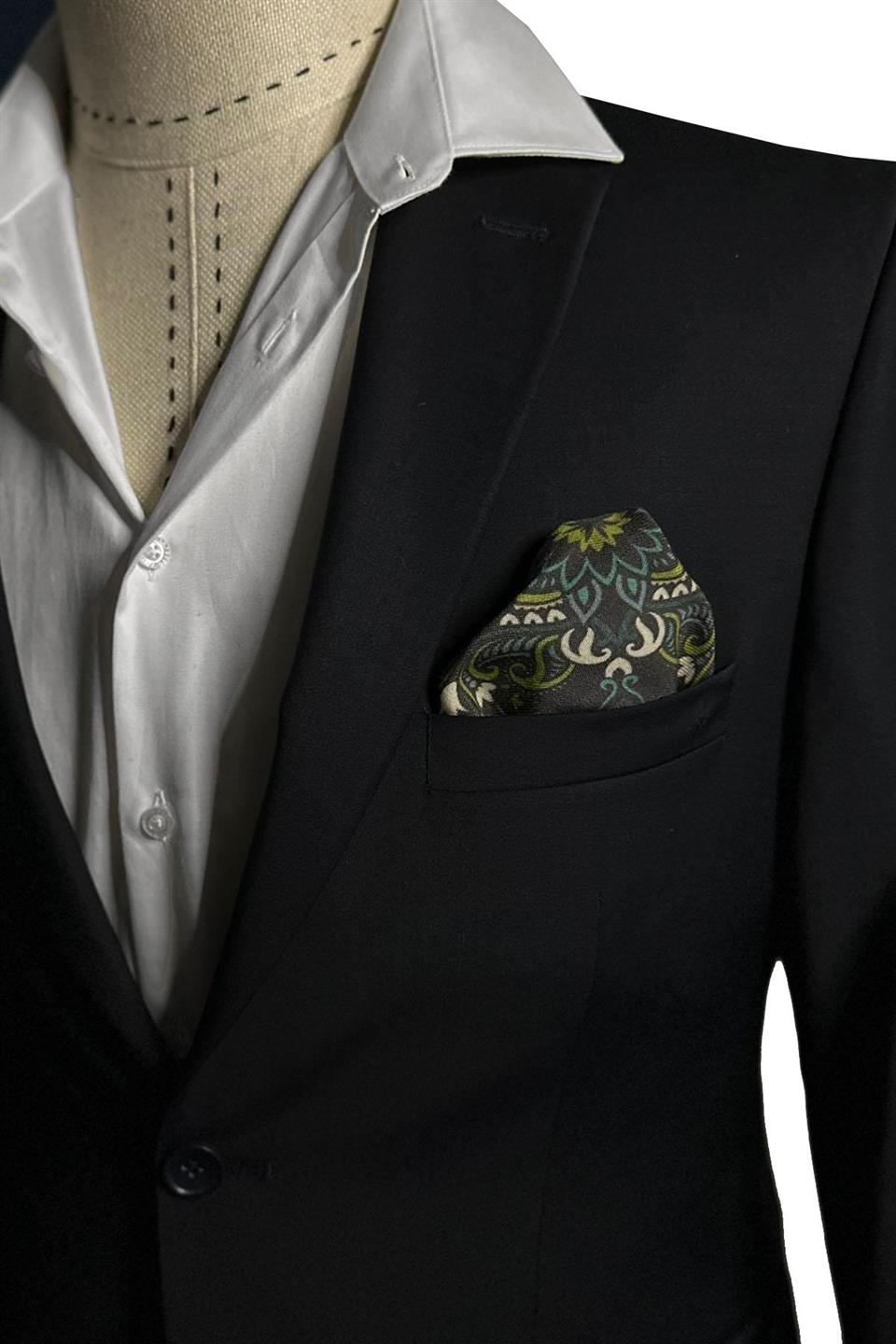 Füme El Dikişi İtalyan Yün Cep Mendili WL02