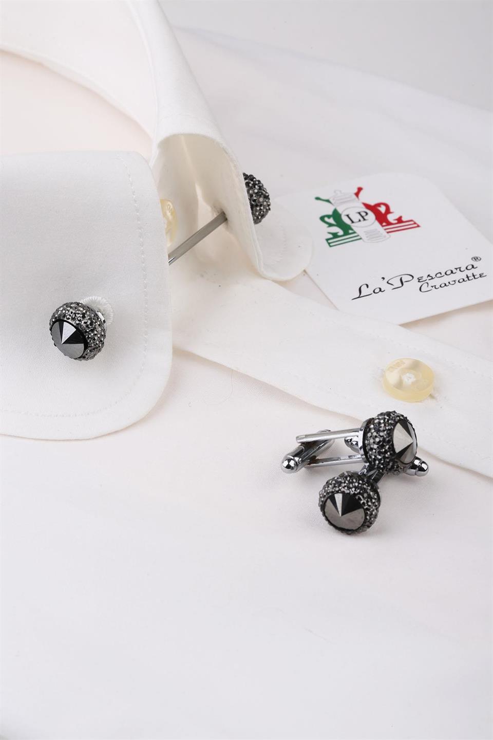 Füme Gömlek Yaka İğnesi ve Kol Düğmesi CBC03