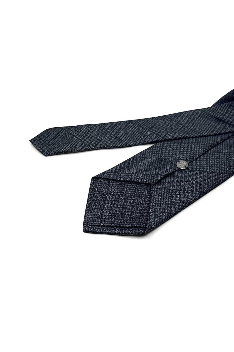 Füme Kare Desen Mendilli Klasik Kravat KK13583
