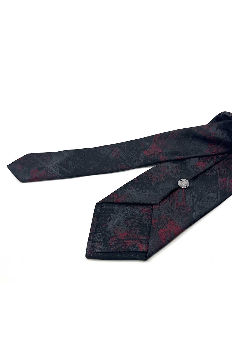 Füme Kırmızı Motif Desen Mendilli Klasik Kravat KK13748