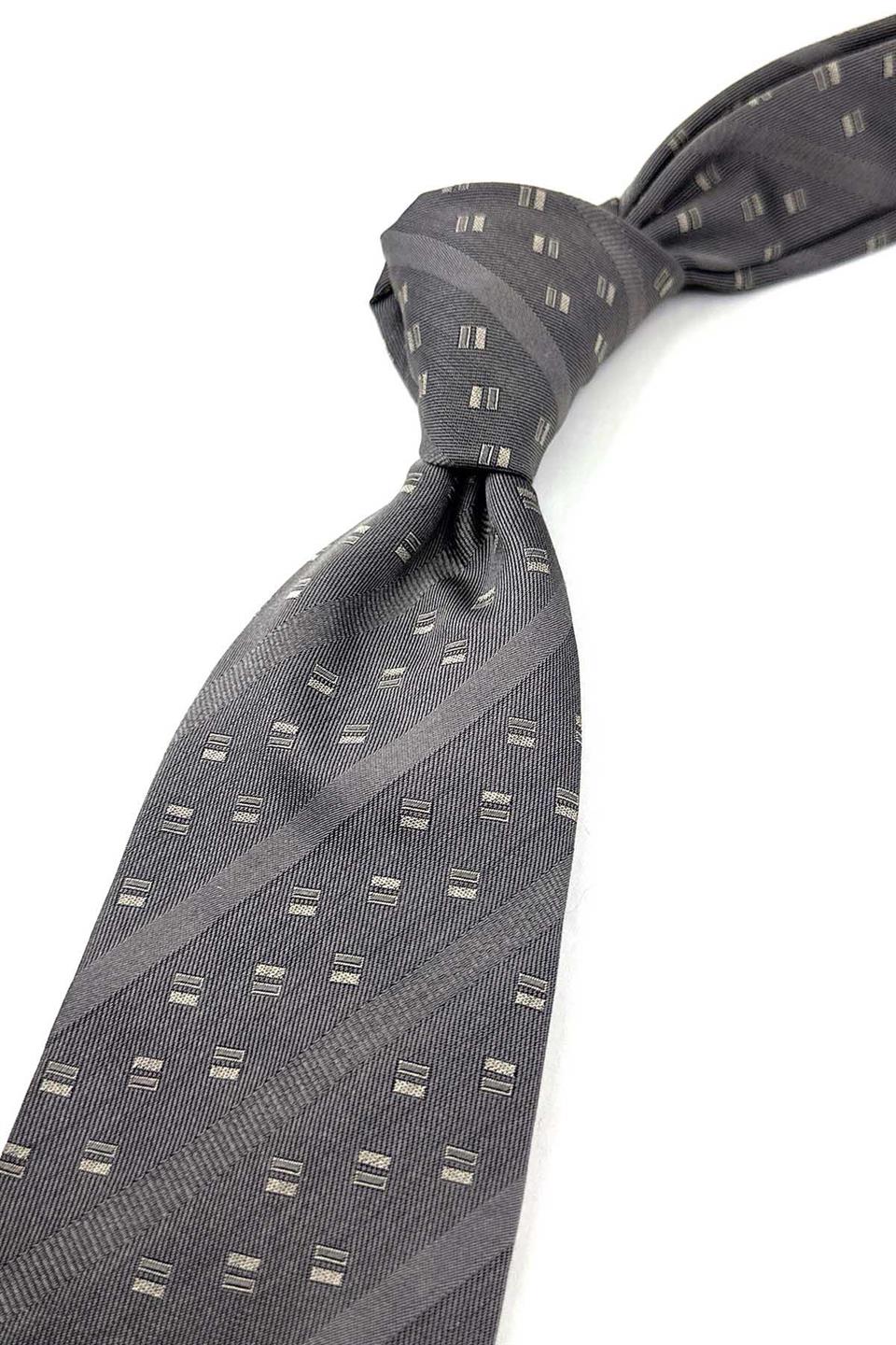 Füme Küçük Desen İtalyan İpek Kravat İK1662