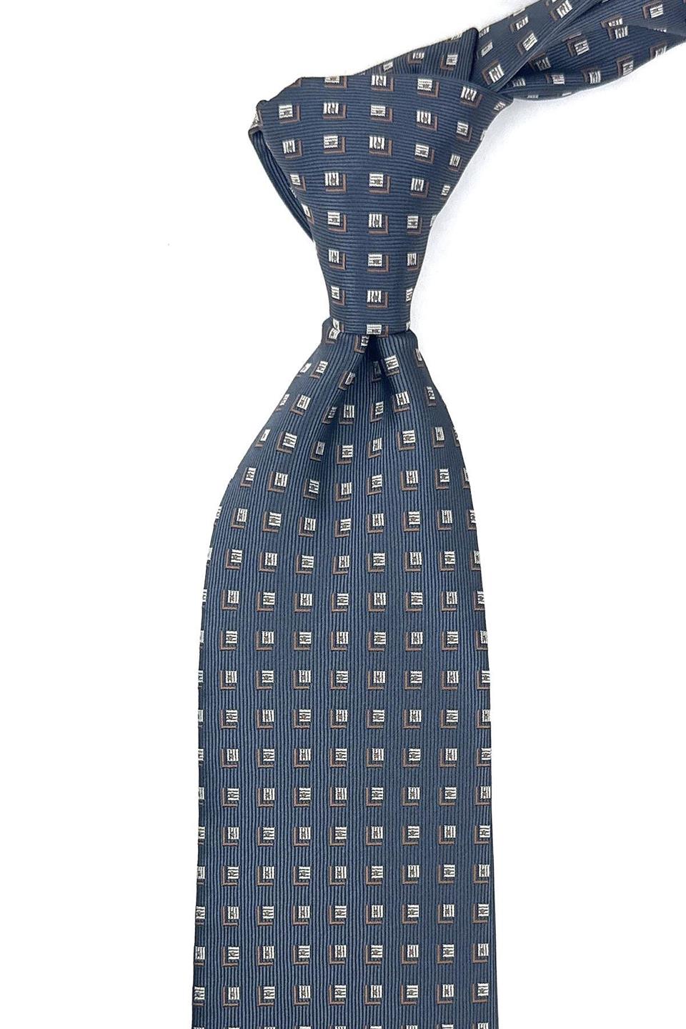 Füme Küçük Desen Mendilli Klasik Kravat KK11848