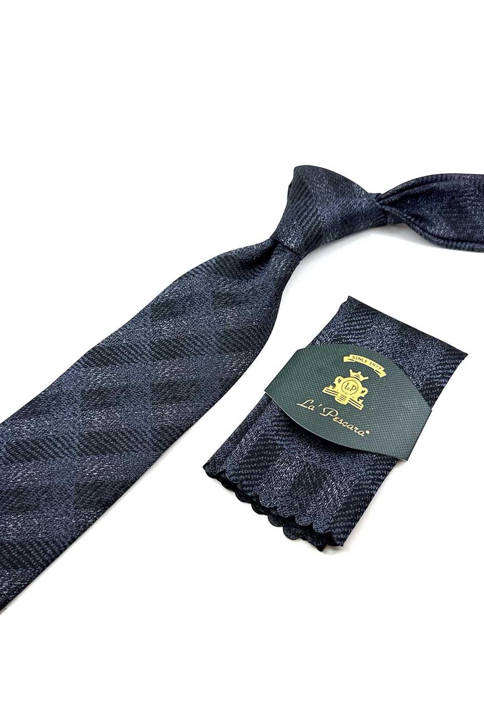 Füme Kum Desen Mendilli Klasik Kravat KK12509