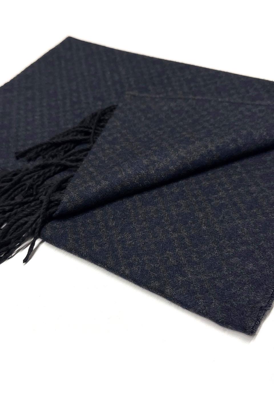 Füme - Lacivert Nokta Desen Erkek Kaşkol K412