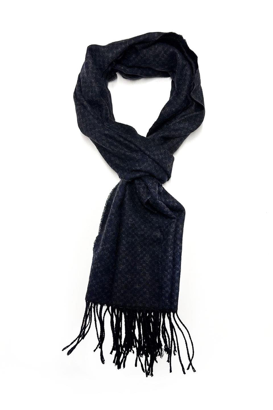 Füme - Lacivert Nokta Desen Erkek Kaşkol K412