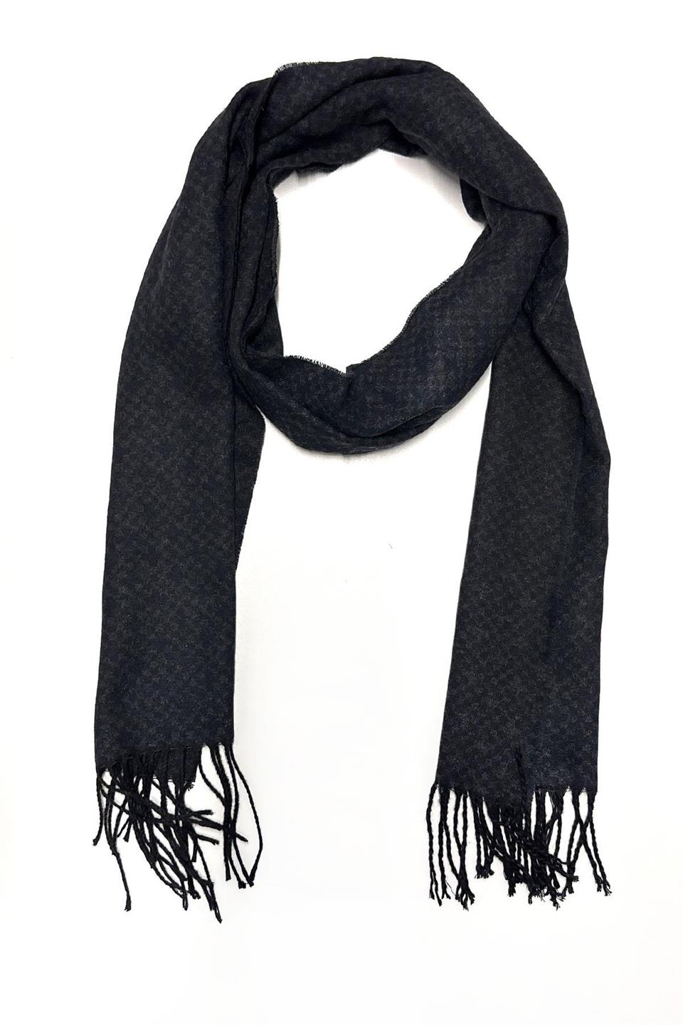 Füme - Lacivert Nokta Desen Erkek Kaşkol K412