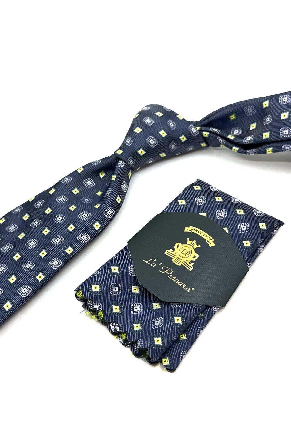 Füme Motif Desen Mendilli Klasik Kravat KK13090