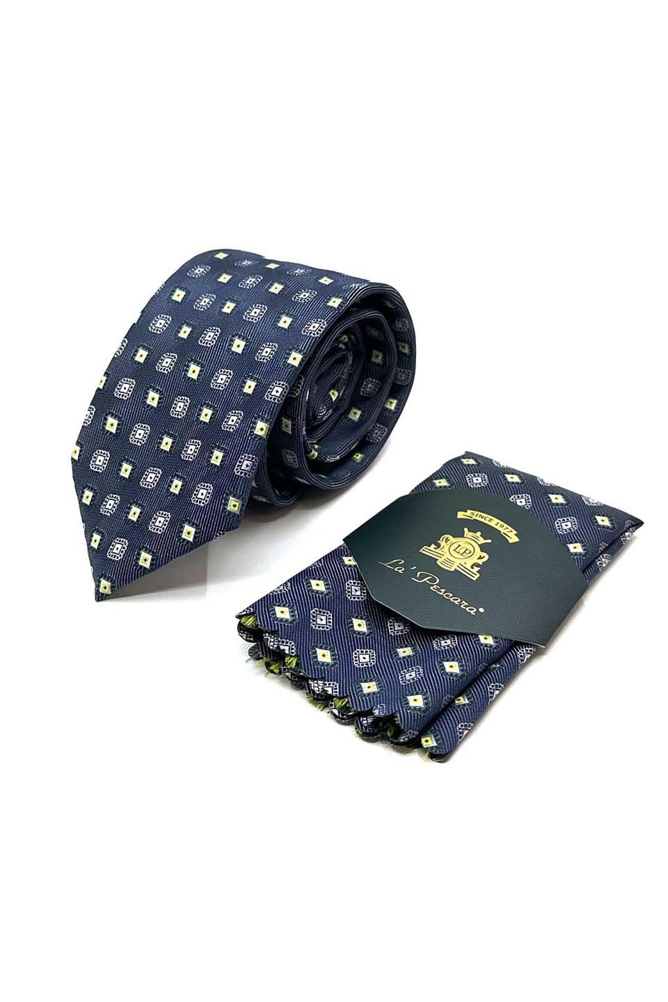 Füme Motif Desen Mendilli Klasik Kravat KK13090