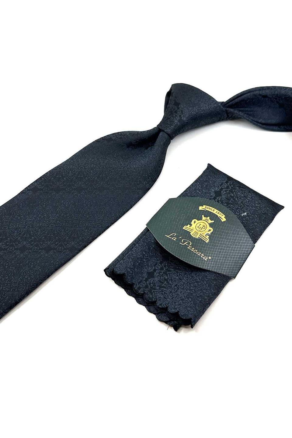 Füme Motif Desen Mendilli Klasik Kravat KK12424