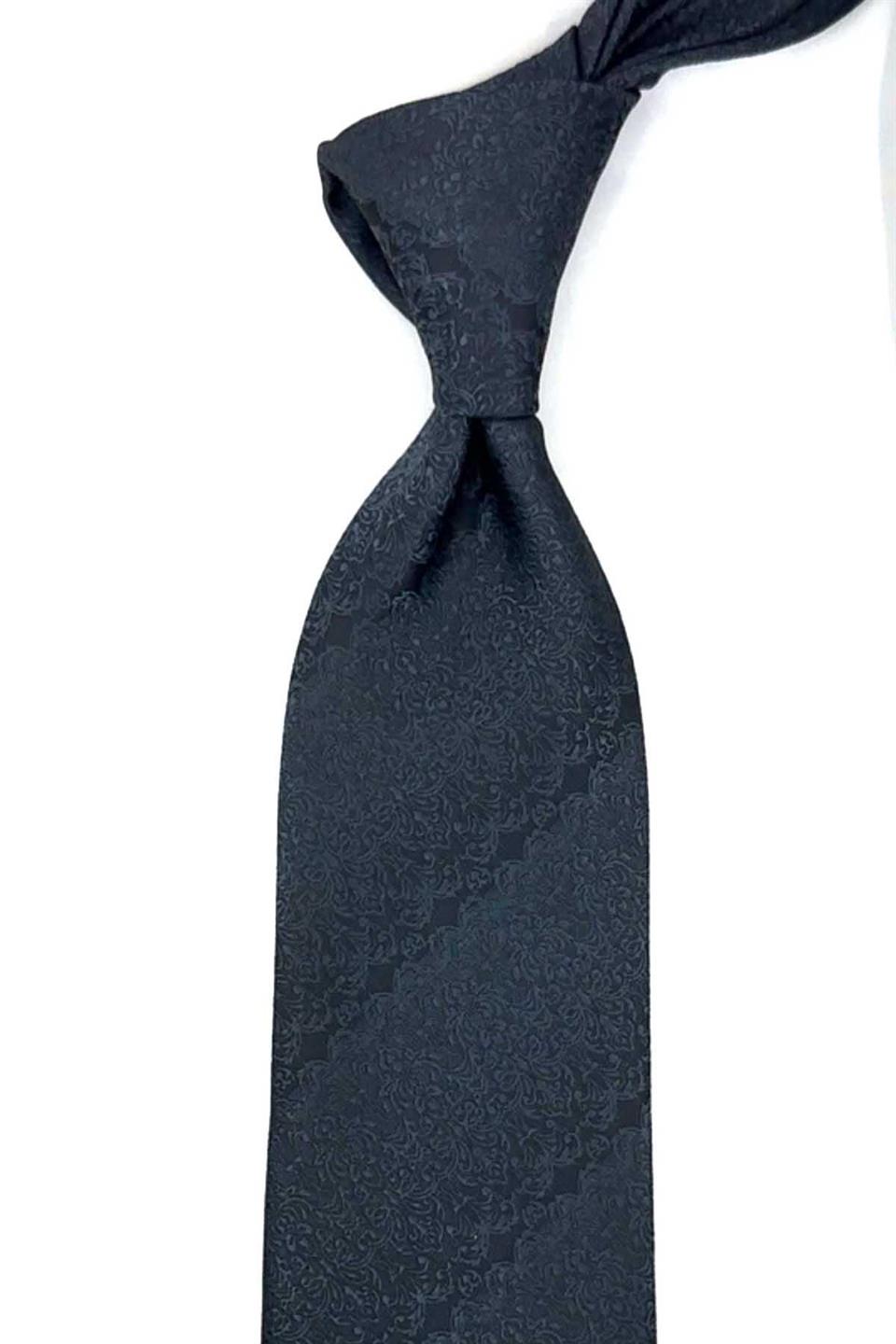 Füme Motif Desen Mendilli Klasik Kravat KK12424