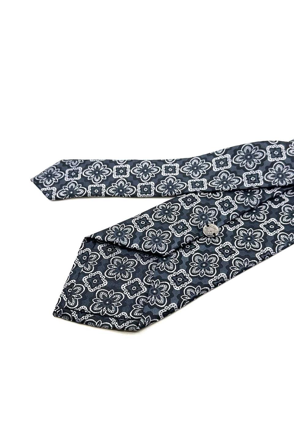 Füme Motif Desen Mendilli Klasik Kravat KK12375