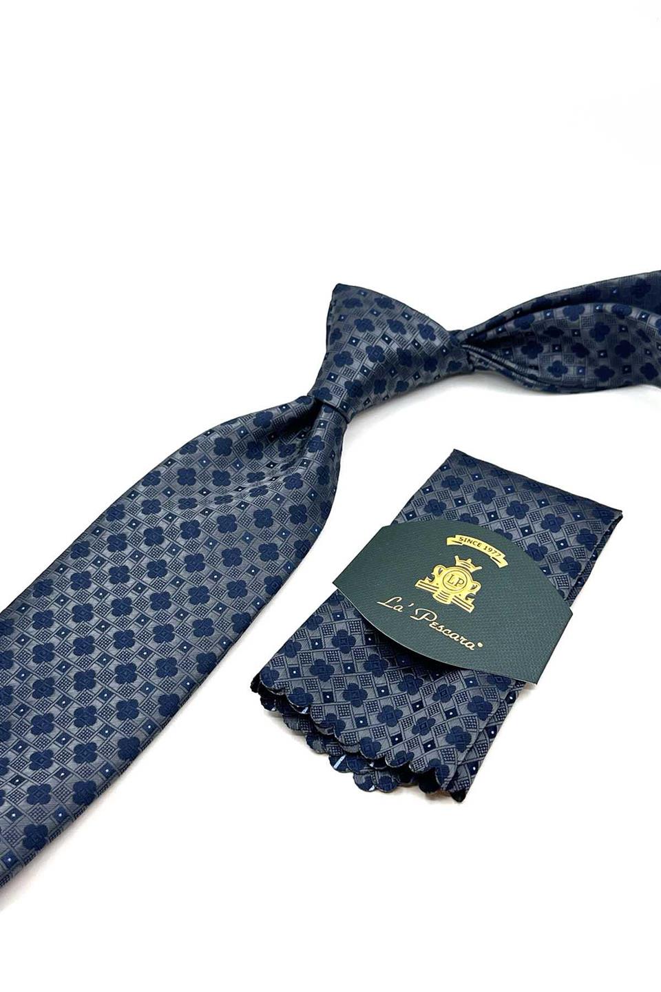 Füme Motif Desen Mendilli Klasik Kravat KK13033