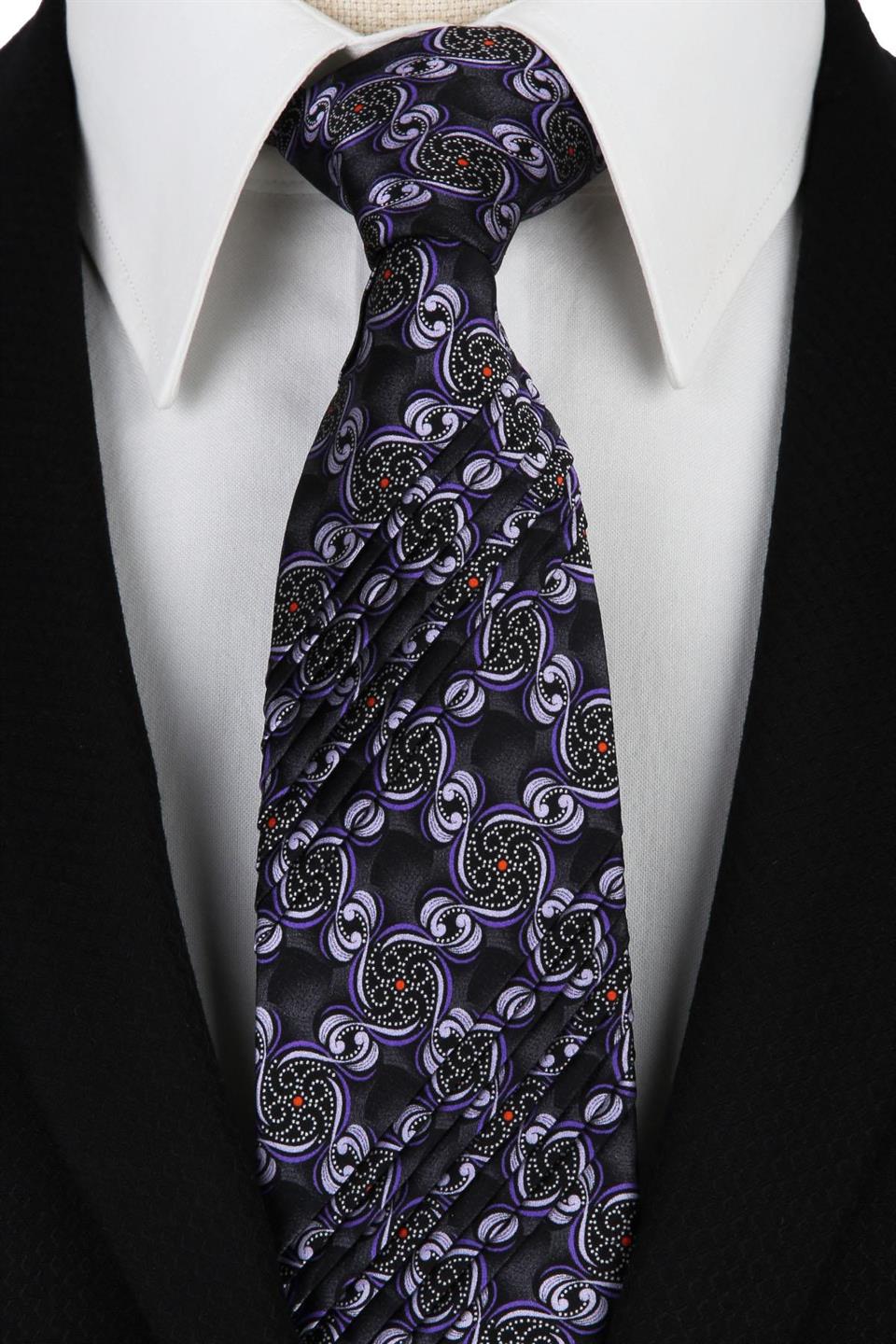 Füme Motif Desen Piliseli İpek Kravat EST124