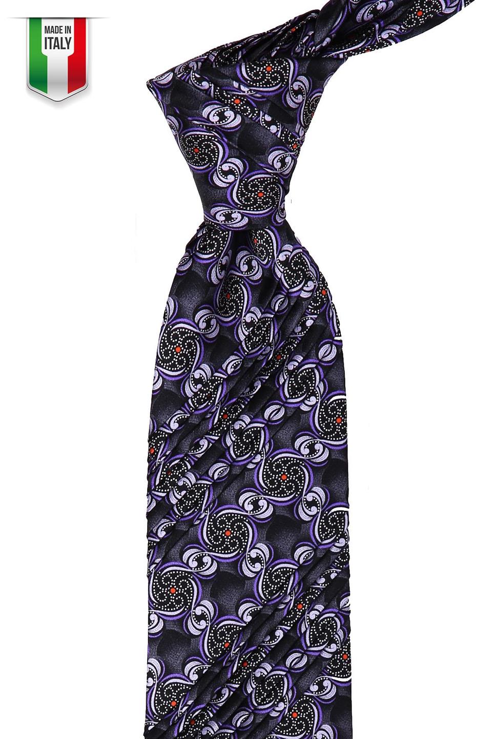 Füme Motif Desen Piliseli İpek Kravat EST124