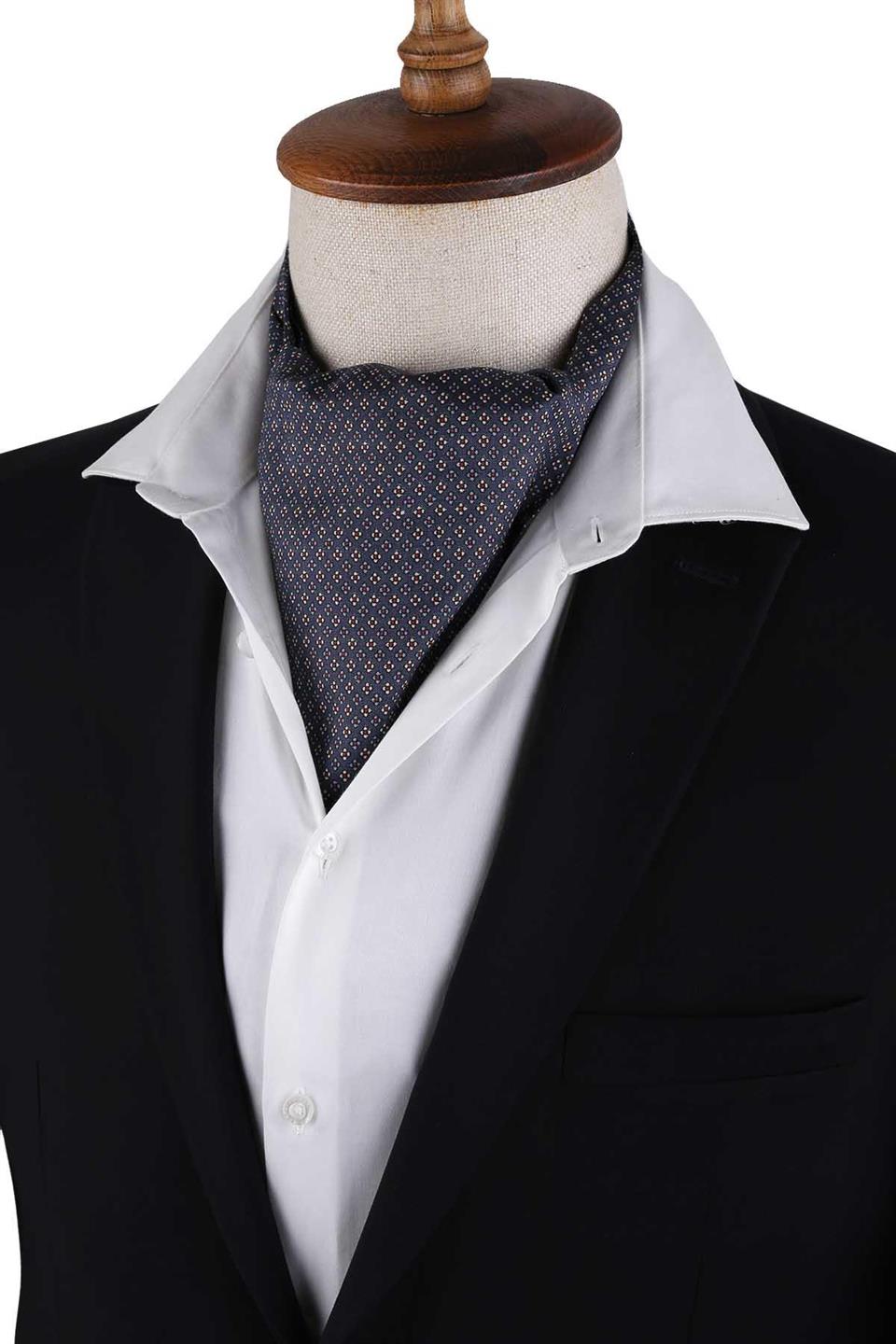 Füme Nokta Desen İtalyan İpek Ascot Fular K656