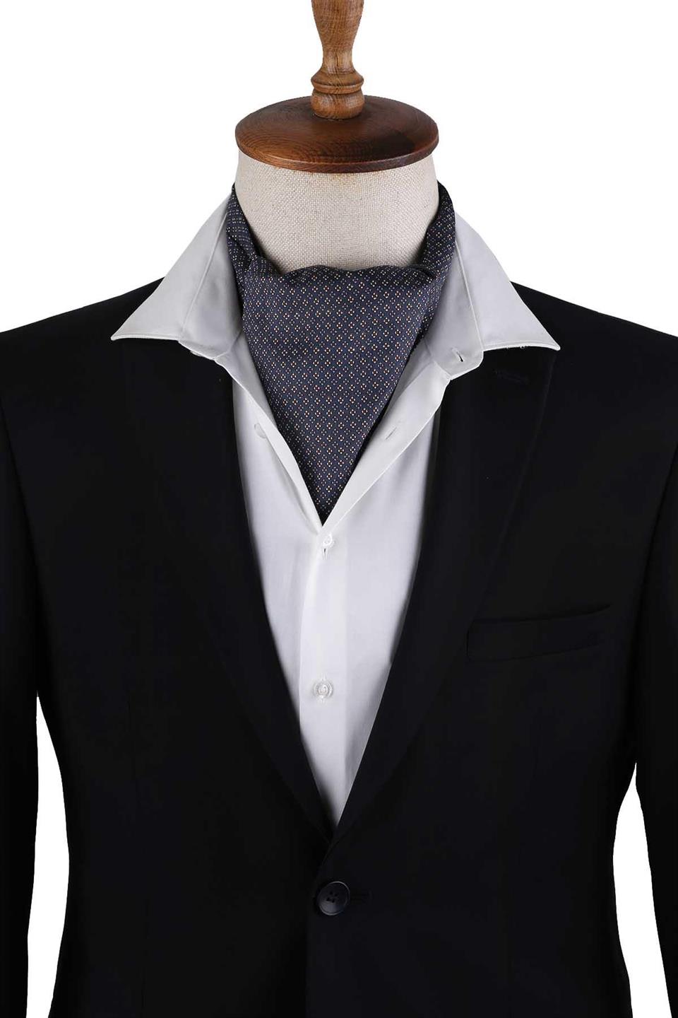 Füme Nokta Desen İtalyan İpek Ascot Fular K656