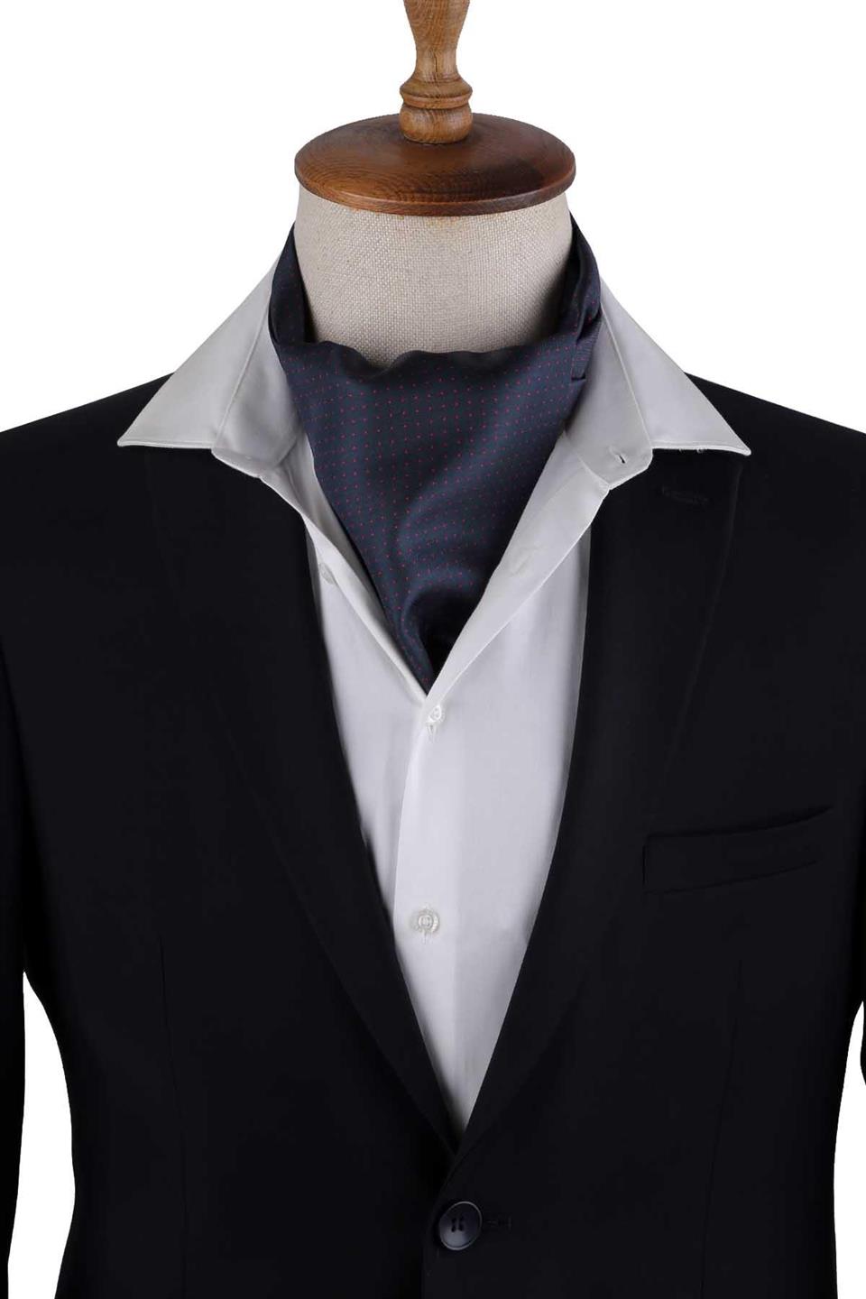 Füme Nokta Desen İtalyan İpek Ascot Fular K658