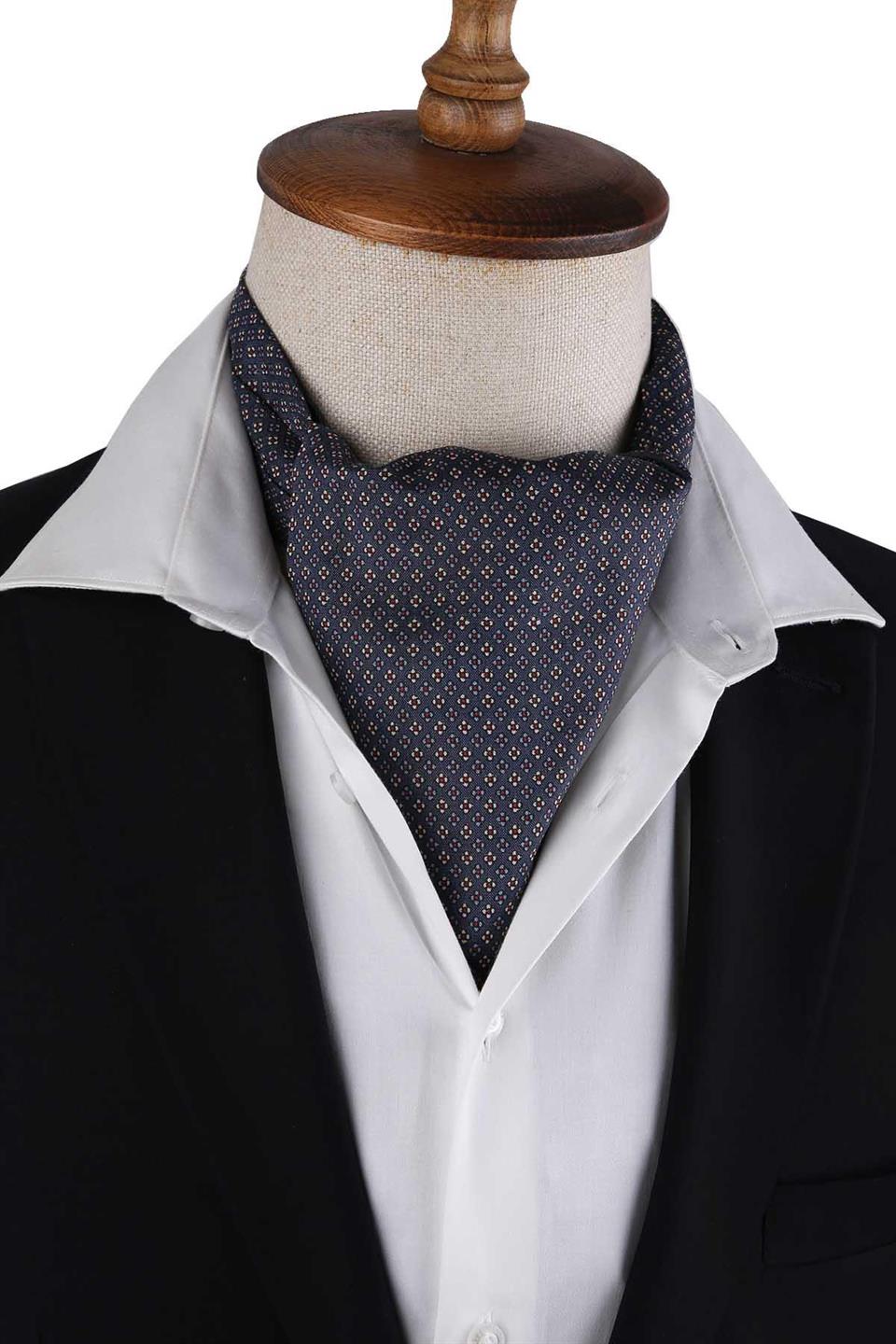 Füme Nokta Desen İtalyan İpek Ascot Fular K656