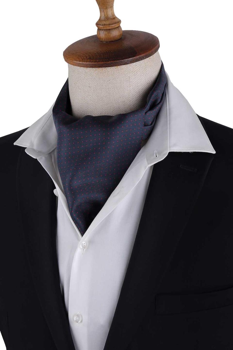 Füme Nokta Desen İtalyan İpek Ascot Fular K658