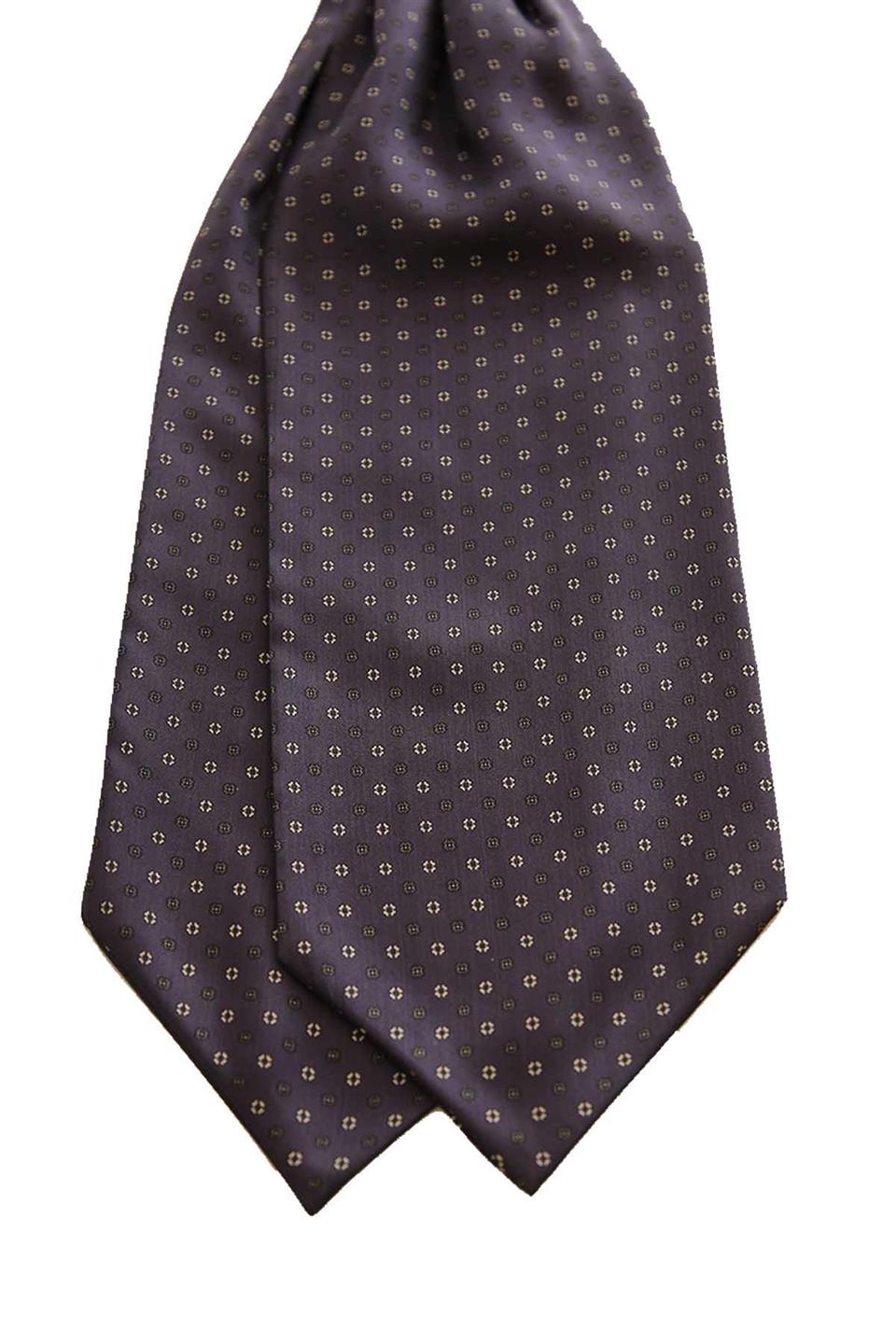 Füme Puantiye Desen İtalyan İpek Ascot Fular K660