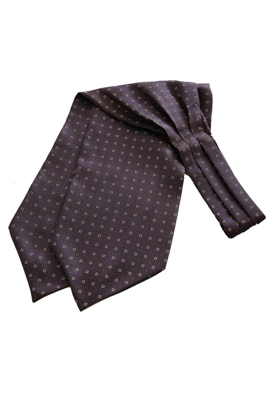 Füme Puantiye Desen İtalyan İpek Ascot Fular K660