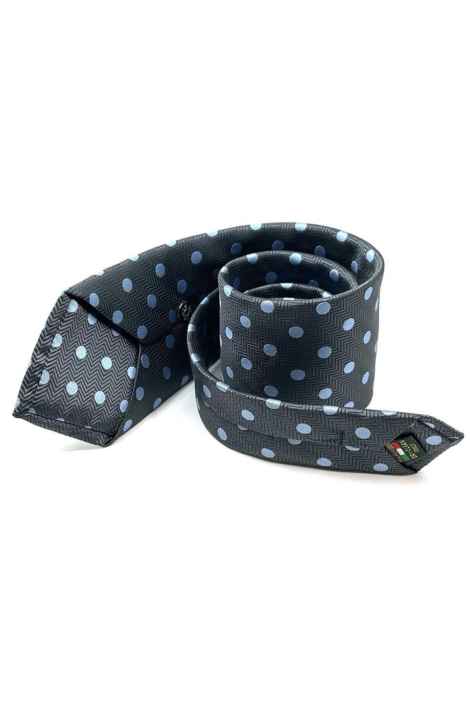 Füme Puantiye Desen Mendilli Klasik Kravat KK13101