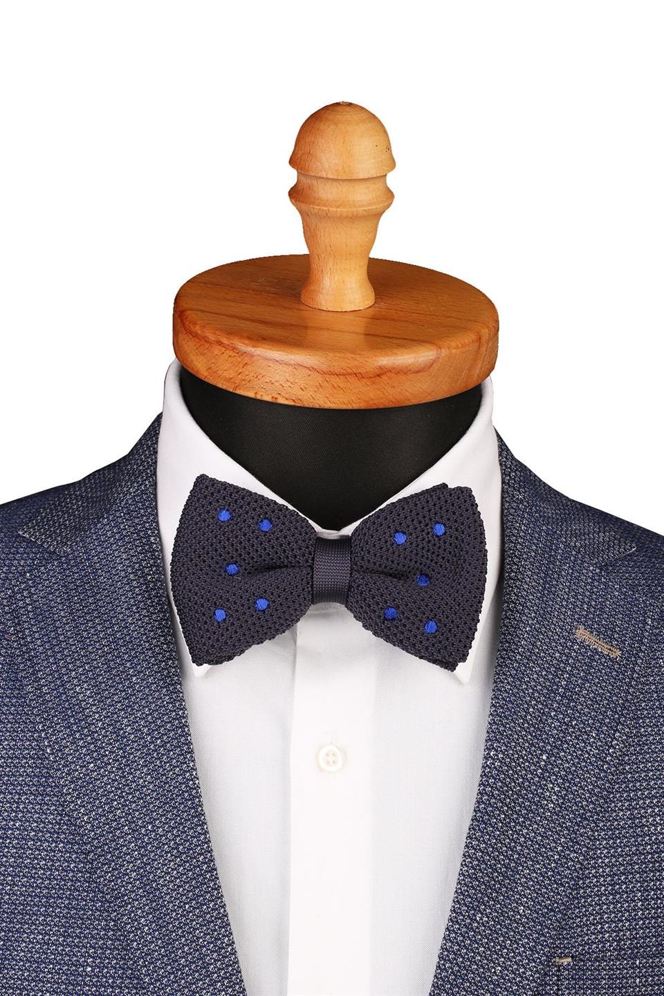 Füme Puantiye Desen Örgü Papyon ÖR131