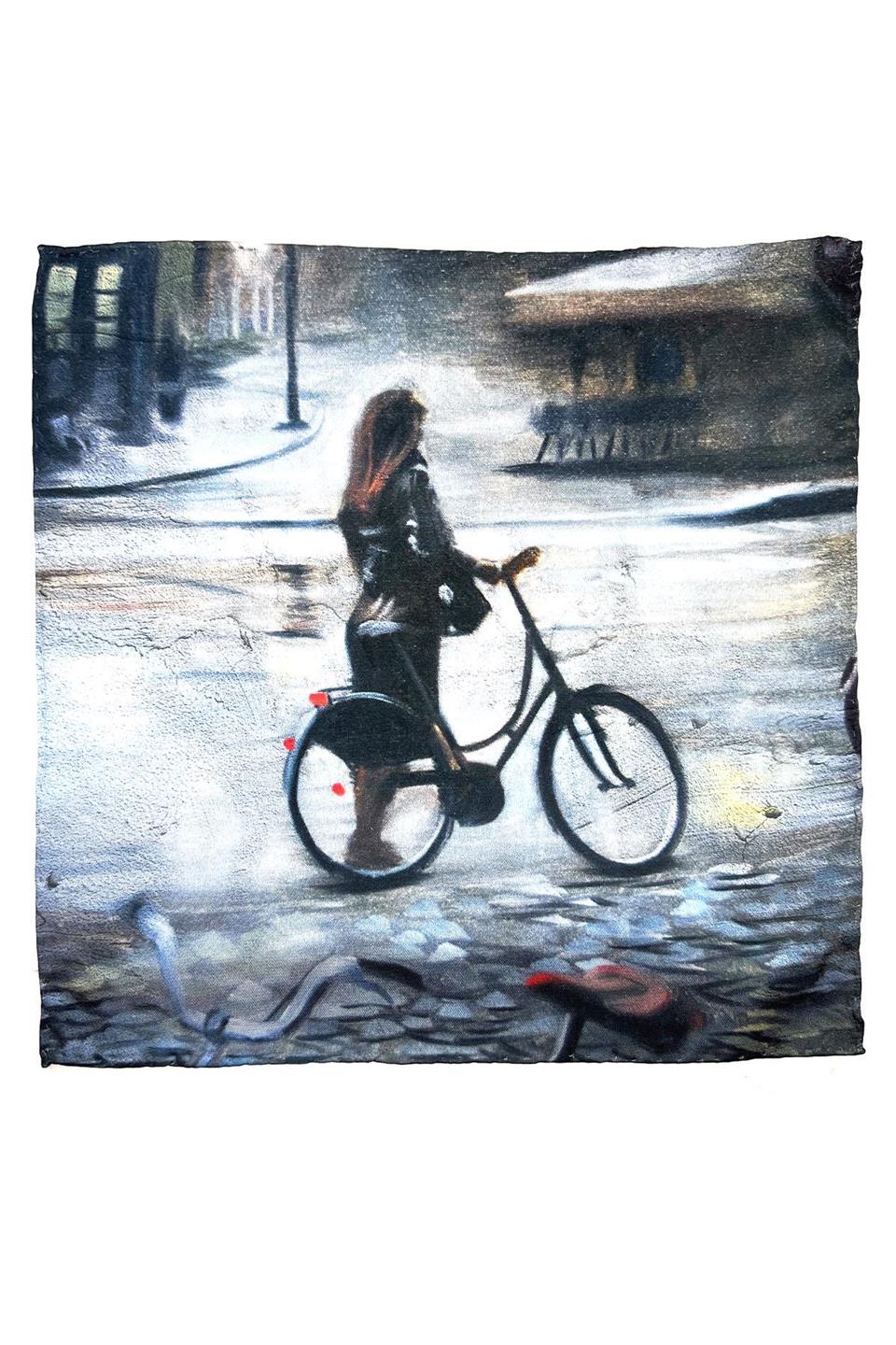 Füme Renk Bisiklet Motifli Erkek Cep Mendili SPS590-66