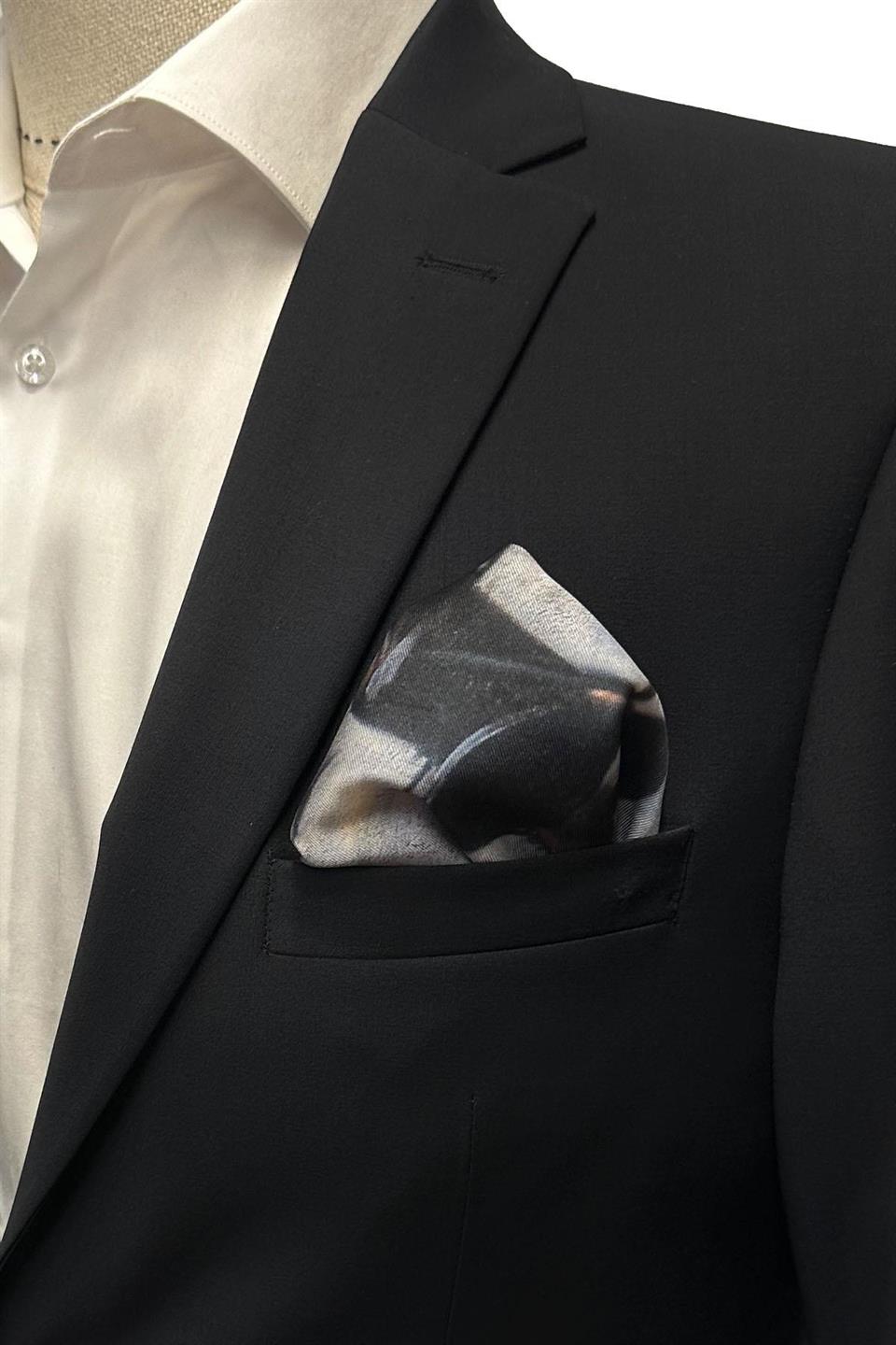 Füme Renk Bisiklet Motifli Erkek Cep Mendili SPS590-66