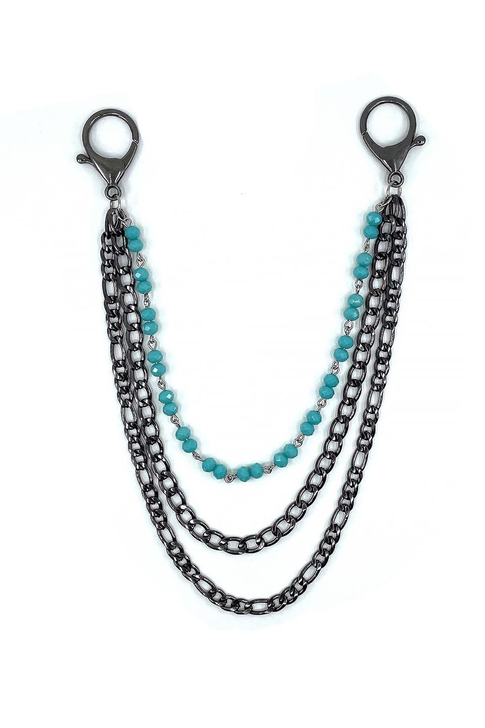 Füme Renk Üçlü Doğal Taş Detaylı Pantolon Zinciri PZ75