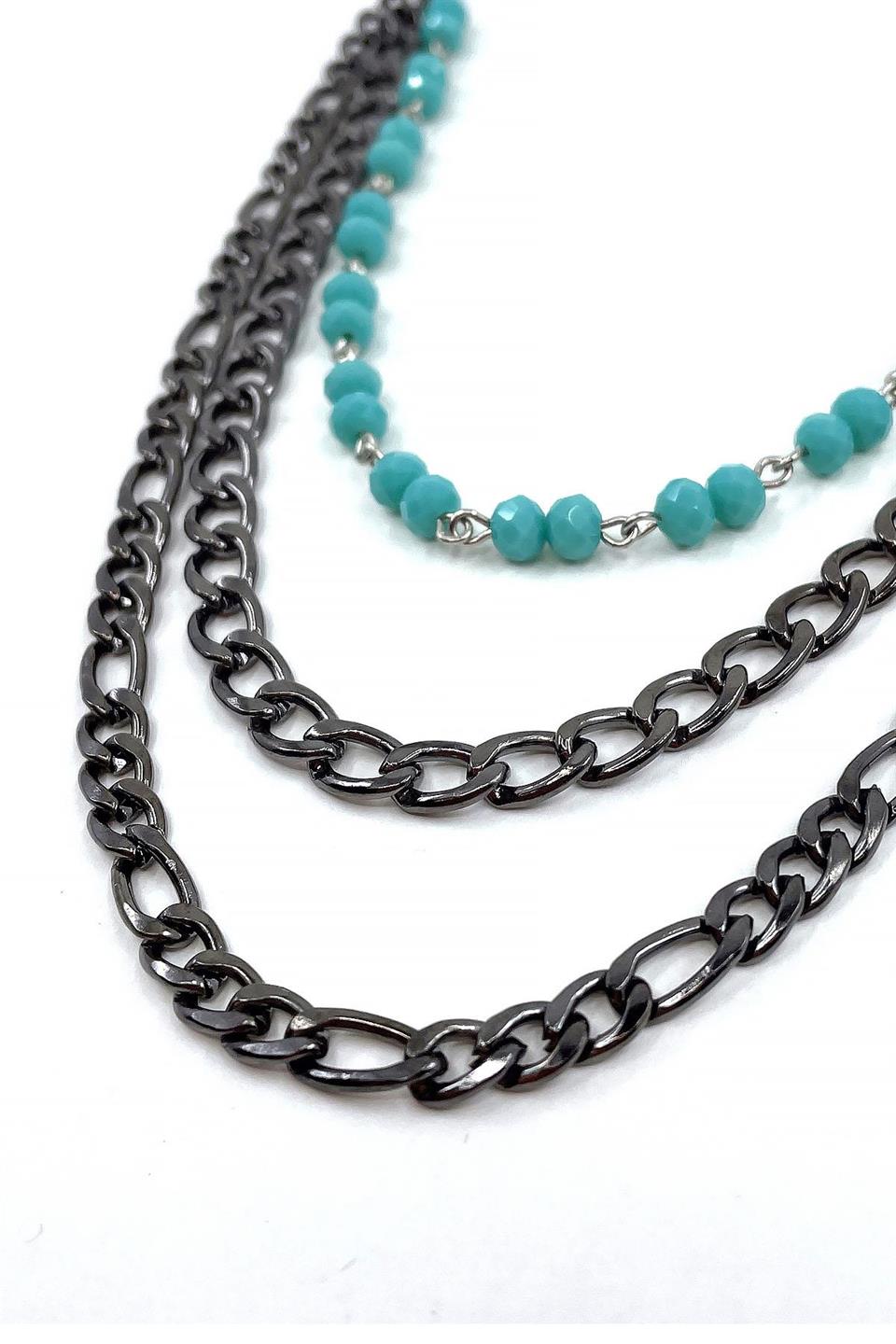 Füme Renk Üçlü Doğal Taş Detaylı Pantolon Zinciri PZ75