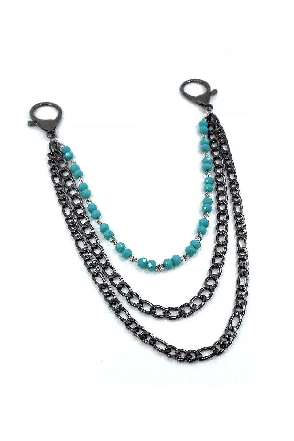 Füme Renk Üçlü Doğal Taş Detaylı Pantolon Zinciri PZ75