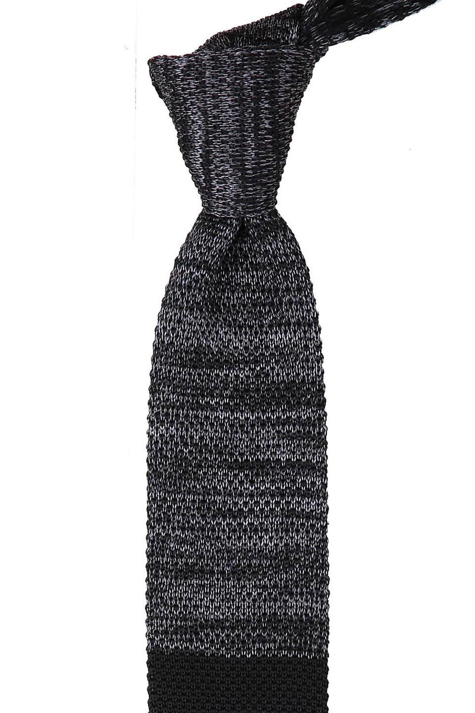 Füme Siyah Çizgili Örgü Kravat 8164