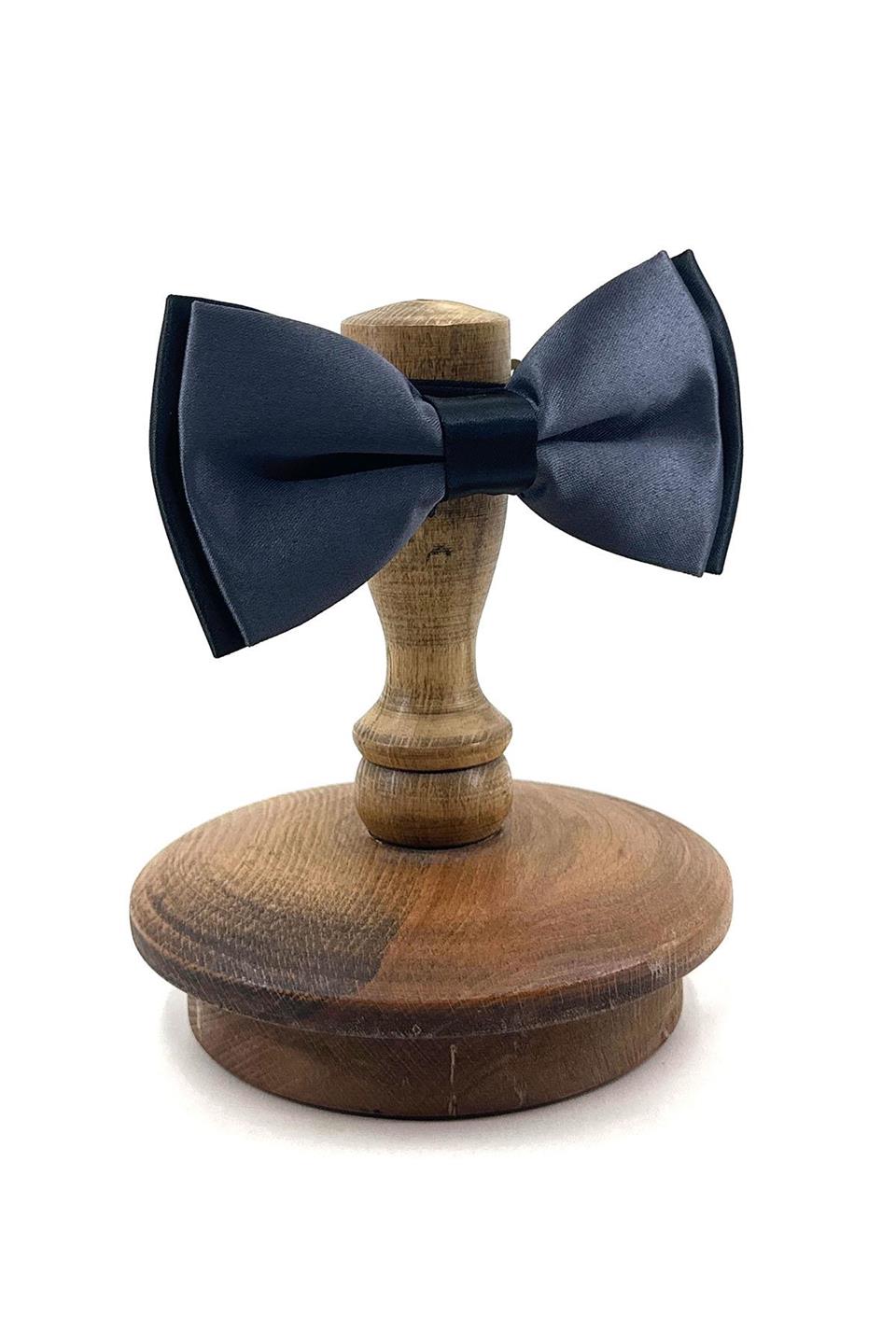 Füme - Siyah  Düz Saten Papyon P1717