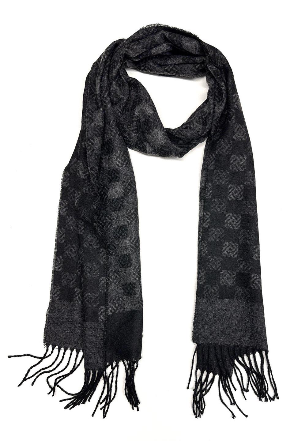 Füme - Siyah Motif Desen Erkek Kaşkol K538