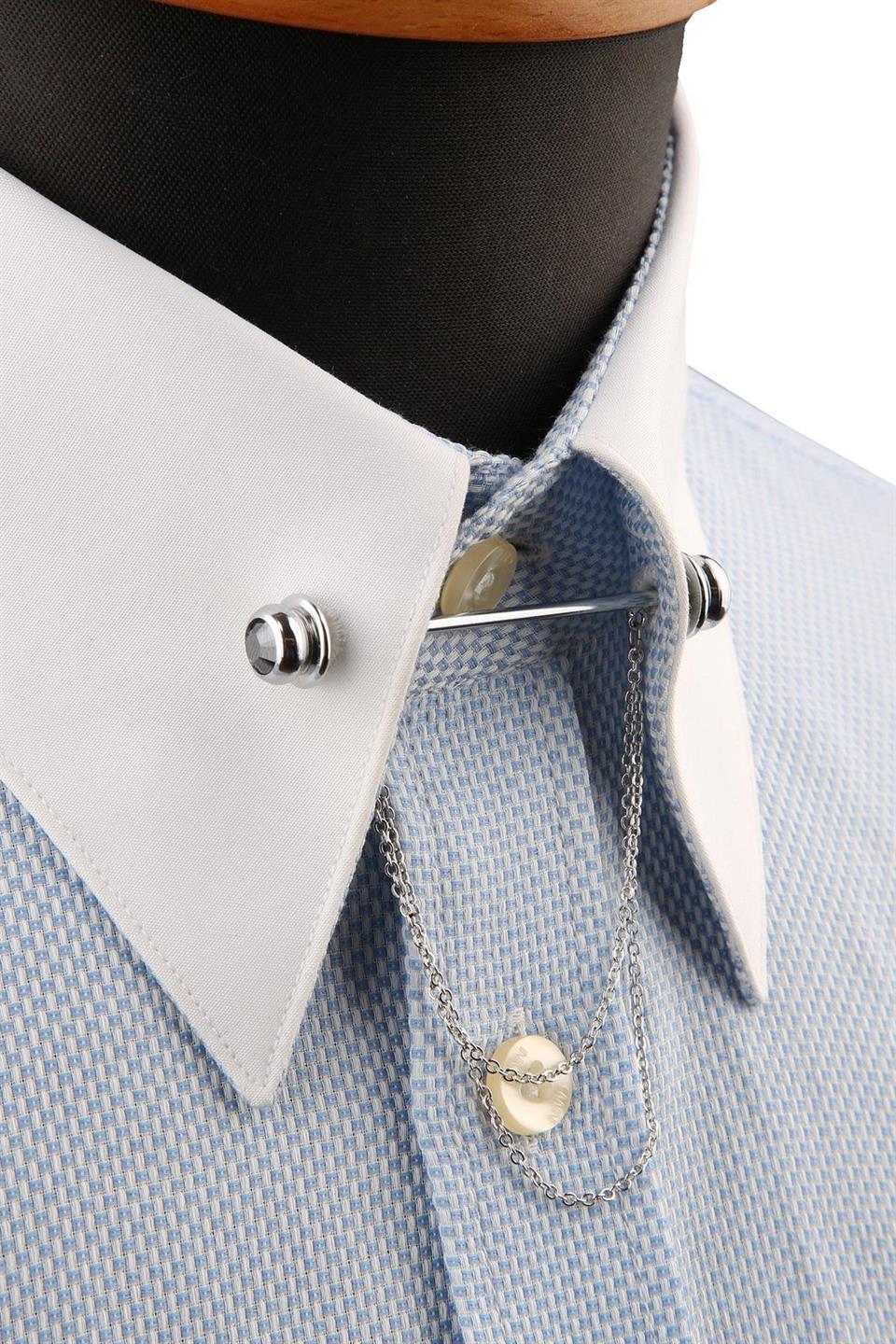 Füme Taşlı Zincirli Gömlek Yaka İğnesi GI210