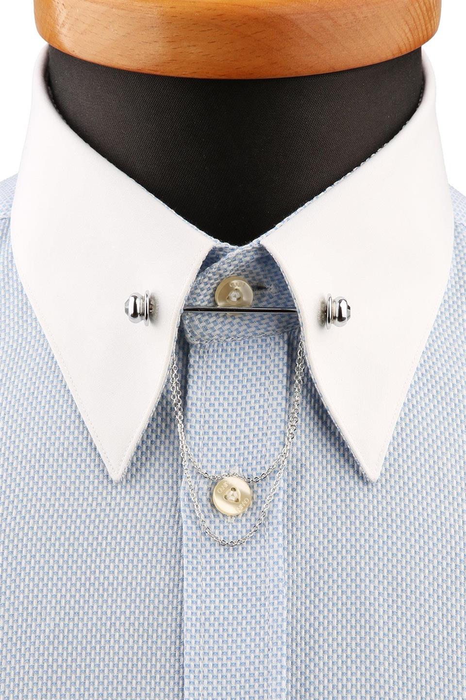 Füme Taşlı Zincirli Gömlek Yaka İğnesi GI210