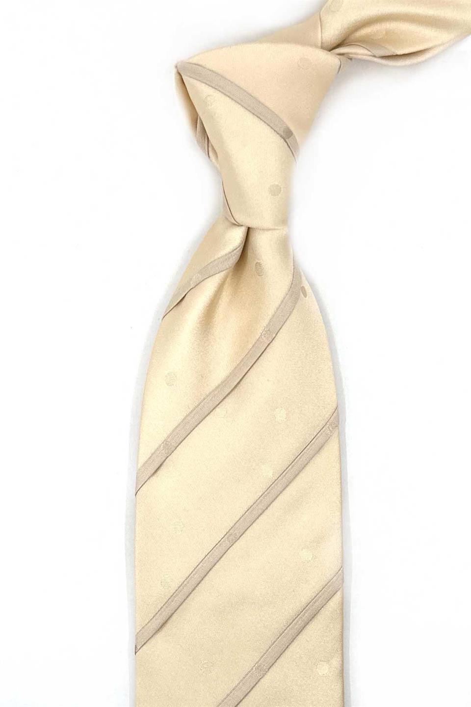 Gables Style Bej Düz İtalyan İpek Kravat İK1520