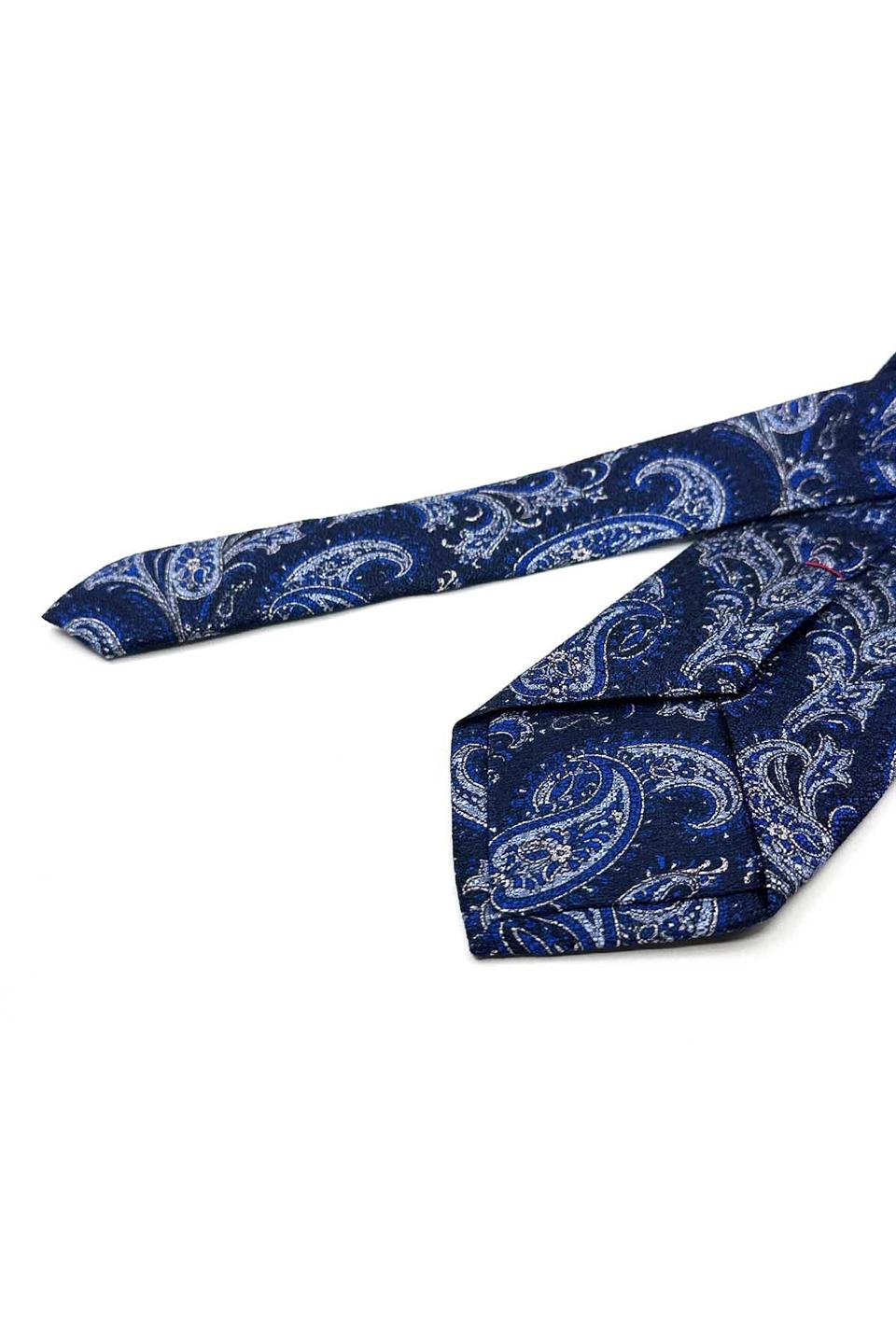 Galliano Style Şal Desen İtalyan Lacivert İpek Kravat İK2355
