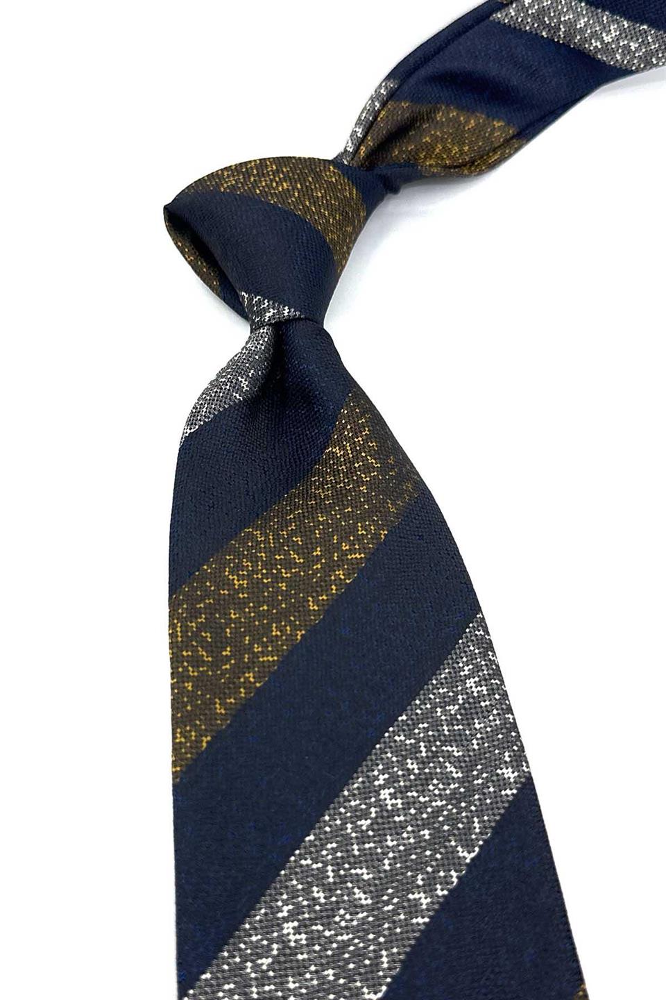 Garranes Style Lacivert Çizgi Desen İtalyan İpek Kravat İK1942