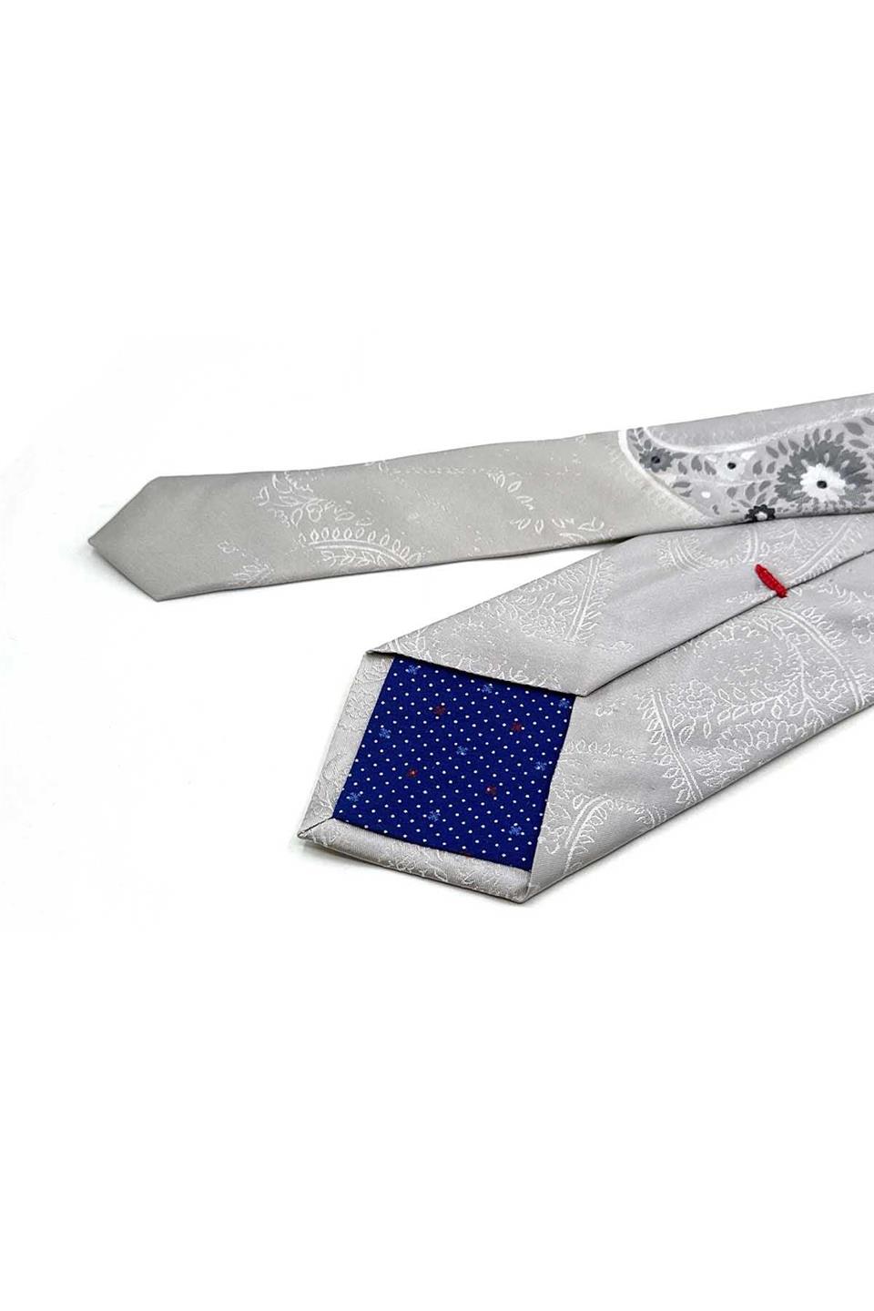 Gazzina Style Gri Şal Desen İtalyan İpek Kravat İK2277