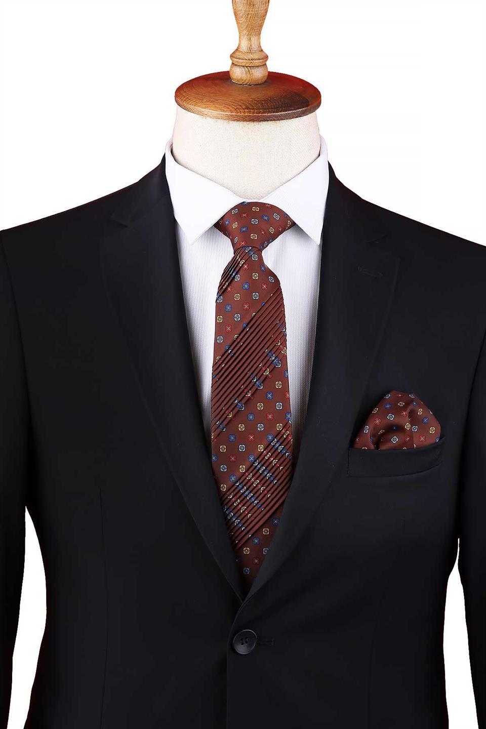 Gelsomini Style Kahve Küçük Desen Piliseli Kravat CRK90