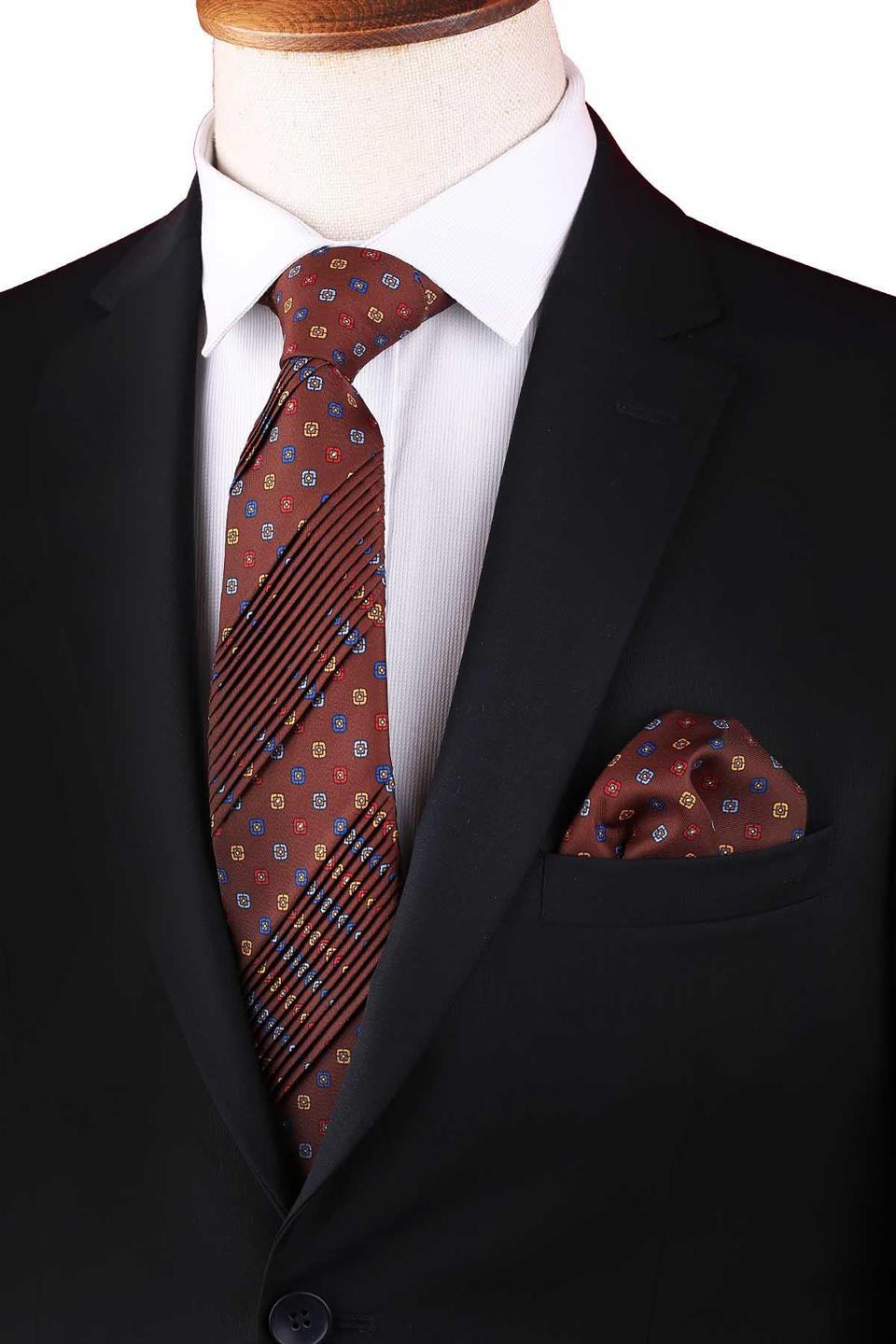 Gelsomini Style Kahve Küçük Desen Piliseli Kravat CRK90