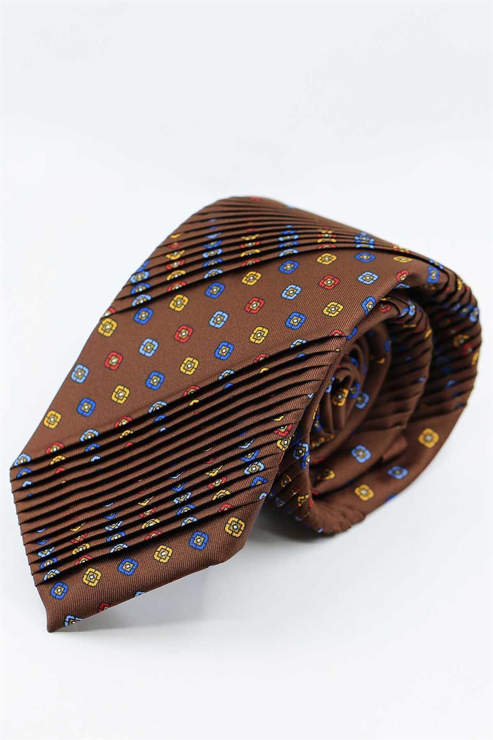 Gelsomini Style Kahve Küçük Desen Piliseli Kravat CRK90