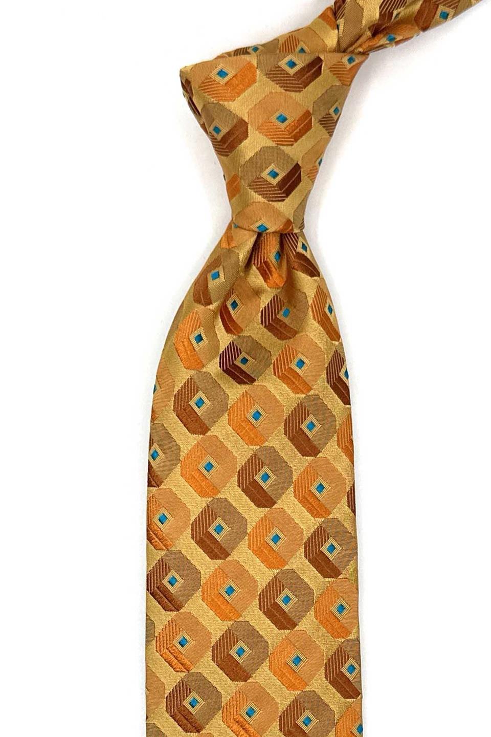 Ghisiolo Style Turuncu Motif Desen İtalyan İpek Kravat İK1886