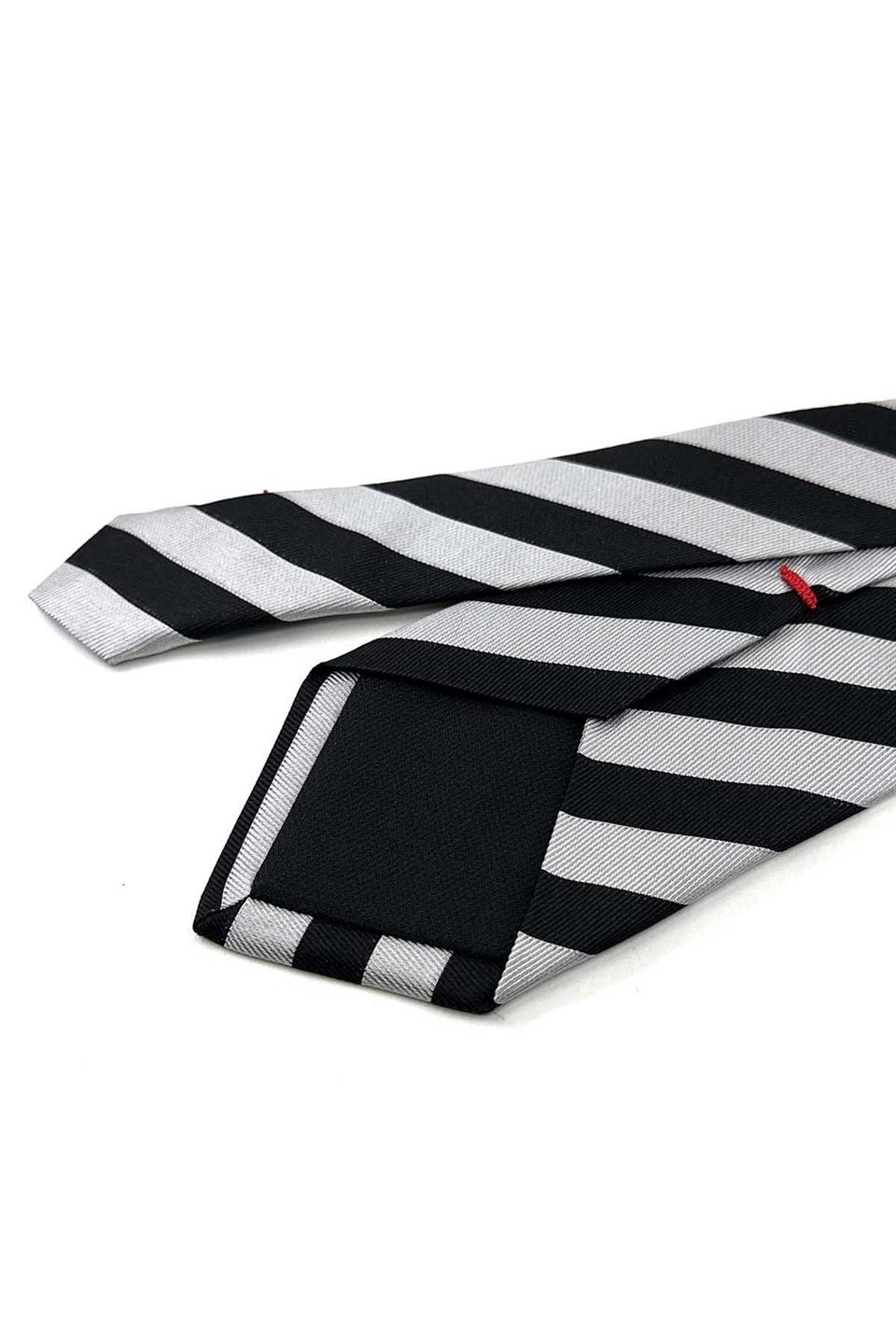 Gimingham Style Siyah - Beyaz Çizgi Desen İtalyan İpek Kravat İK2023