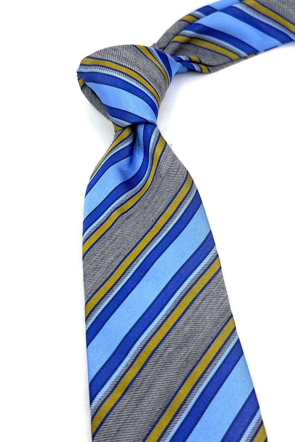 Gortroe Style Gri Çizgi Desen İtalyan İpek Kravat İK1956