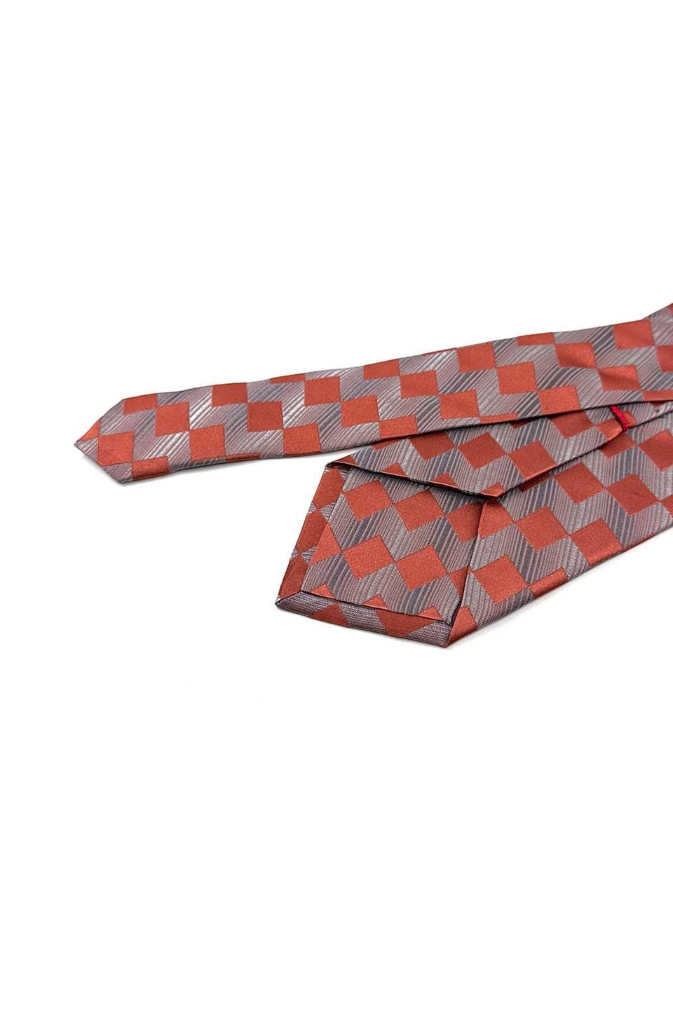 Kensington Style Bakır Kare Desen İtalyan İpek Kravat İK1961