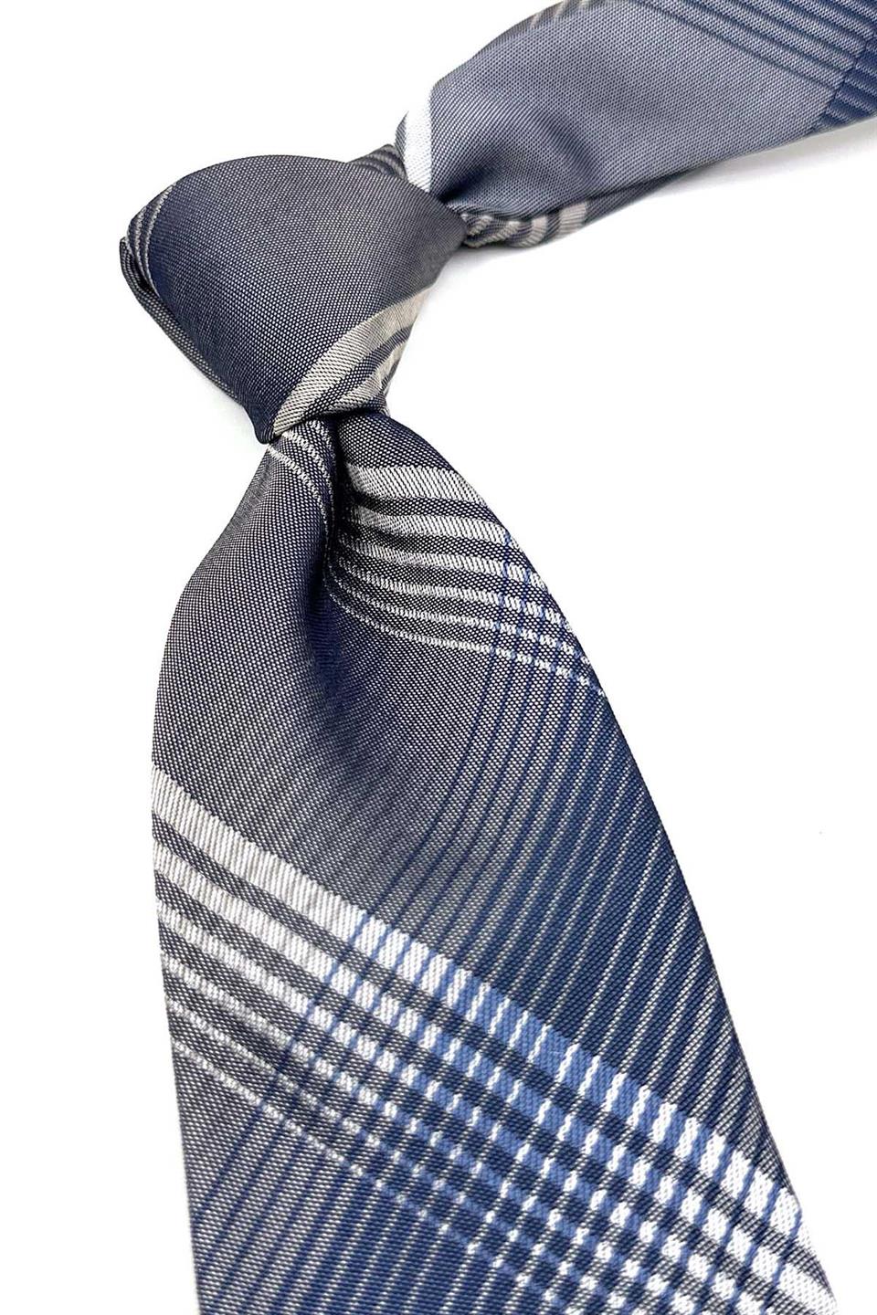 Gould Style Gri Ekose Desen İtalyan İpek Kravat İK1918